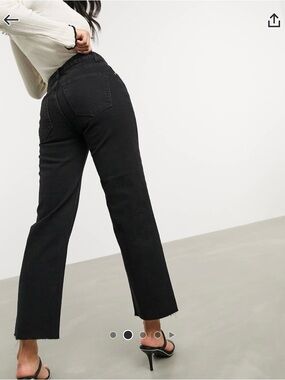 ASOS Design High Rise Stretch “effortless” crop kick flare jean in black